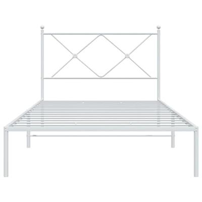 Bedframe met hoofdbord metaal wit 107x203 cm