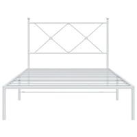 Bedframe met hoofdbord metaal wit 107x203 cm - thumbnail
