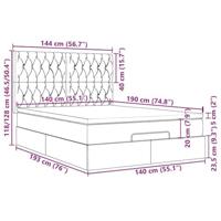 Ottoman bed met matras en LED's 140x190cm stof donkergrijs - thumbnail