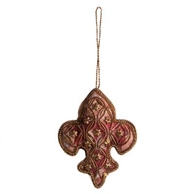 Hanger Ornament Traditioneel Fleur de Lis Bloemetjes Rood (18 cm)