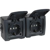 Kopp SWD opbouw stopcontact RA dubbel horizontaal antraciet - 4628240 - thumbnail