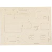 Creativ Company 3d houten constructie set, huis met balkon, afm 15,8x17,5x19,5, 1 stuk - thumbnail