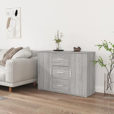 Dressoir 91x29,5x65 cm bewerkt hout grijs sonoma eikenkleurig