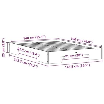 Bedframe met opslag Bruin 140 x 190 cm Massief grenenhout Bedframe met opslag Bruin 140 x 190 cm Massief grenenhout