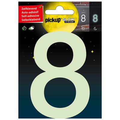Glow in the dark Nummer 8 - 100 mm zelfklevend.