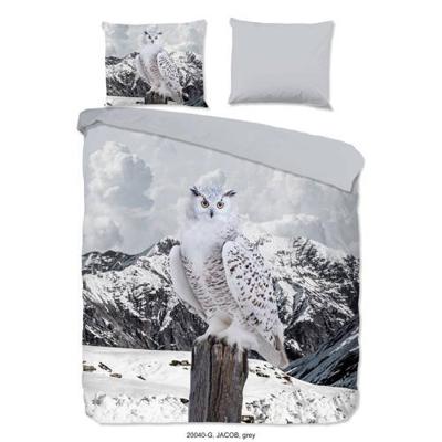 Good Morning Dekbedovertrek "sneeuwuil in de sneeuw" - Grijs - (140x200/220 cm) - Katoen