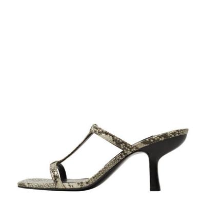 Mango muiltjes met slangenprint beige/grijs