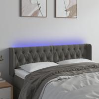 Hoofdbord LED 163x16x78/88 cm fluweel donkergrijs - thumbnail