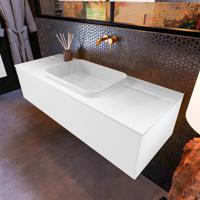 Badkamermeubelset Mondiaz Erin 120 cm met 1 Lade met RIDGE Wastafel Midden Talc Zonder Kraangaten Greeploos Mat Talc - thumbnail