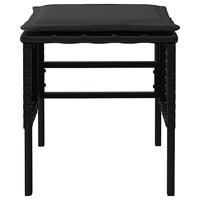 Tuinvoetenbanken 4 st met kussens poly rattan zwart - thumbnail