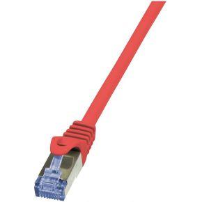 LogiLink CQ3024S RJ45 Netwerkkabel, patchkabel CAT 6A S/FTP 0.50 m Rood Vlambestendig, Snagless 1 stuk(s)