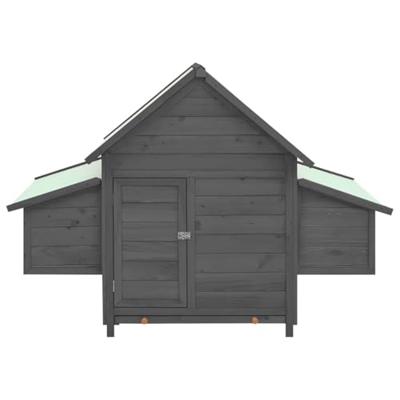 VidaXL Kippenhok 150x96x110 cm massief vurenhout grijs en wit VidaXL Kippenhok 150x96x110 cm massief vurenhout grijs en wit