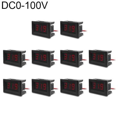 10 stuks 0 36 inch 3 draden digitale Voltage Meter met Shell licht kleurendisplay maatregel Voltage: DC 0-100V (rood)