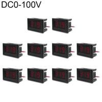 10 stuks 0 36 inch 3 draden digitale Voltage Meter met Shell licht kleurendisplay maatregel Voltage: DC 0-100V (rood) - thumbnail