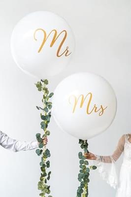 Mega Ballon Pastel Wit met Gouden print Mr - 1 meter