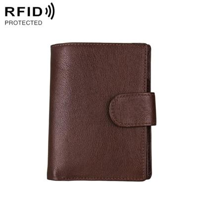 Antimagnet RFID Genuine Leather Wallet / paspoort pakket / koeienhuid kaartslot voor man (koffie)