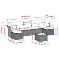 8-delige Loungeset met kussens poly rattan beige - thumbnail