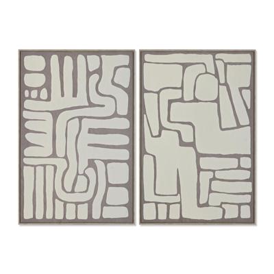 Schilderij Home ESPRIT Wit Beige Abstract Scandinavisch 60 x 3 x 90 cm (2 Stuks)