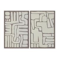 Schilderij Home ESPRIT Wit Beige Abstract Scandinavisch 60 x 3 x 90 cm (2 Stuks) - thumbnail