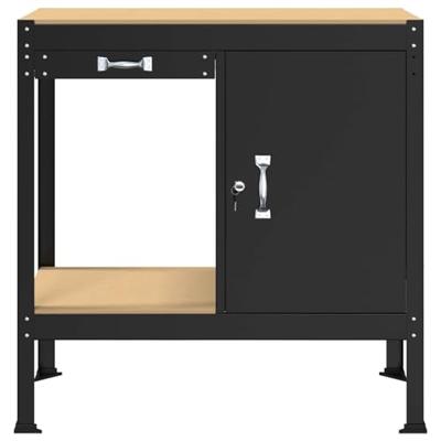 Werkbanken met lade Zwart 81 x 41 x 145 cm Bewerkt hout Werkbanken met lade Zwart 81 x 41 x 145 cm Bewerkt hout
