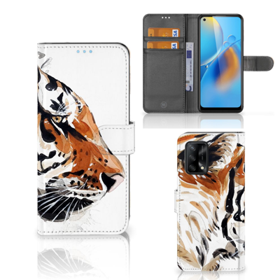 Hoesje OPPO A74 4G Watercolor Tiger Hoesje OPPO A74 4G Watercolor Tiger