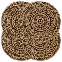 VidaXL Placemats 4 st rond 38 cm jute donkerbruin - thumbnail
