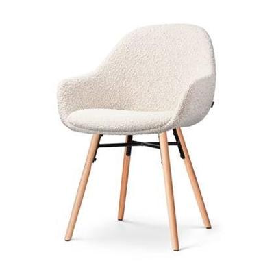 Nolon Nena-Mae Eetkamerstoel Bouclé Beige - Armleuning - Stof Nolon Nena-Mae Eetkamerstoel Bouclé Beige - Armleuning - Stof