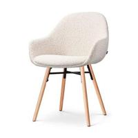 Nolon Nena-Mae Eetkamerstoel Bouclé Beige - Armleuning - Stof - thumbnail