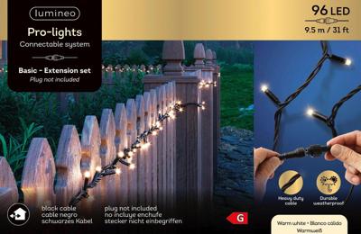 Led basic lights 9.5 meter 96 LED zwart/warm wit Lumineo - Lumineo