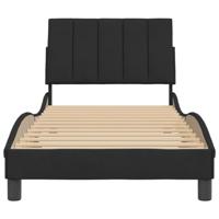 Bedframe met hoofdeinde fluweel zwart 80x200 cm - thumbnail