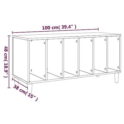 Platenkast 100x38x48 cm bewerkt hout wit - thumbnail