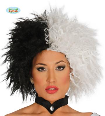 Pruik Cruella Zwart/Wit