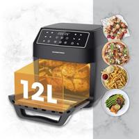 GourmetMaxx 13606 Heteluchtoven 12 l BPA-vrij, CoolTouch-behuizing, Digitale timer, Grillfunctie Zwart - thumbnail