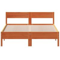 Bedframe met hoofdbord massief grenenhout wasbruin 120x190 cm - thumbnail