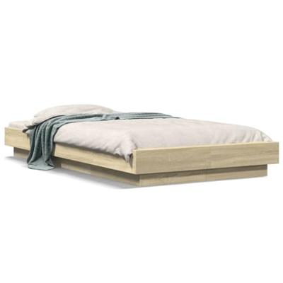 Bedframe met LED-verlichting sonoma eikenkleurig 90x200 cm