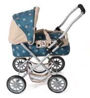 Kleine Poppenwagen Smarty - Stars Turquoise Beige - thumbnail