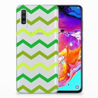 Samsung Galaxy A70 | TPU bumper | Zigzag Groen - thumbnail