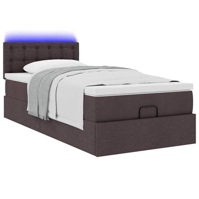 Ottoman bed met matras en LED's 120x190 cm stof donkerbruin
