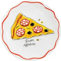Blond Amsterdam gebaksbordje aardewerk pizza buon appetito 18x1.5cm multi - thumbnail