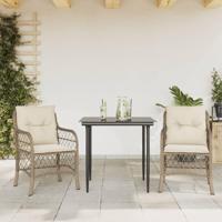 3-delige Bistroset met kussens poly rattan beige - thumbnail