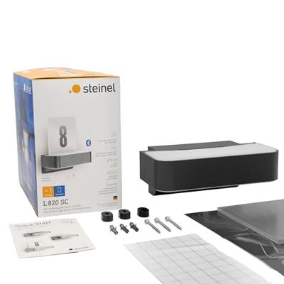 Steinel LED AUSSENLEUCHTE L 820 SC SI 087579 LED-buitenlamp met bewegingsmelder (wand), LED-huisnummerlamp met bewegingsmelder Zonder 9.8 W LED Zilver