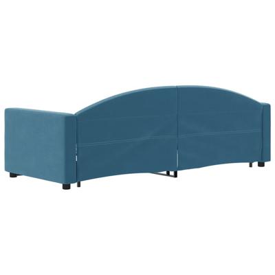 Slaapbank met onderschuifbed 80x200 cm fluweel blauw - thumbnail