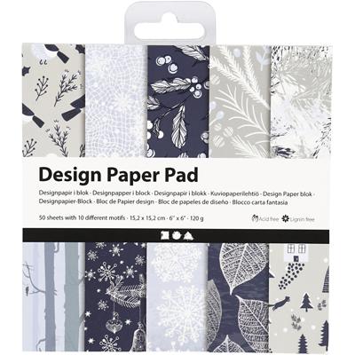 Creativ Company Design papierblok, vel 15,2x15,2 cm, 120 gr, blauw, grijs, 50 vel/ 1 doos - thumbnail