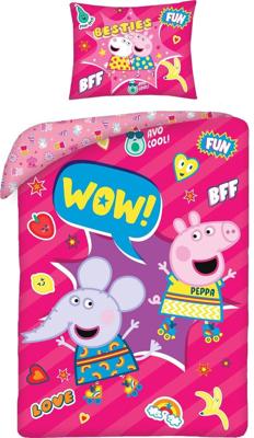 Peppa Pig Dekbedovertrek roze 140 x 200 cm katoen