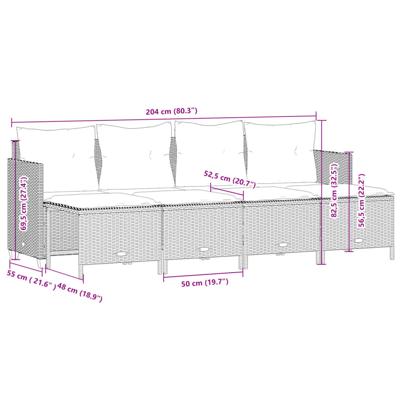 5-delige Loungeset met kussens poly rattan beige
