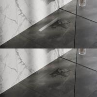 Brauer Douchegoot - 60x7x6.7cm - ondiepe vloerflens - zijuitloop - tegelinlegrooster omkeerbaar - RVS DR-MRF60NG - thumbnail