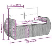 9-delige Loungeset met kussens poly rattan beige - thumbnail