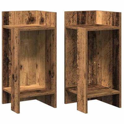 Bijzettafels 2 st met plank 25,5x27x60 cm oud houtkleurig