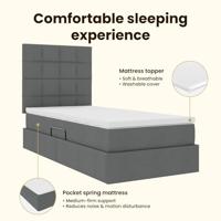 Opbergbed met LED met matras Donkergrijs 100 x 200 cm Polyester - thumbnail