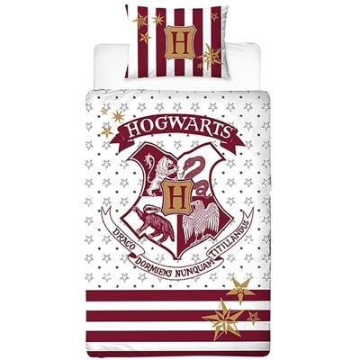 Harry Potter - Hogwarts Red & White 1 Persoons Dekbedovertrek (140cm x 200cm)